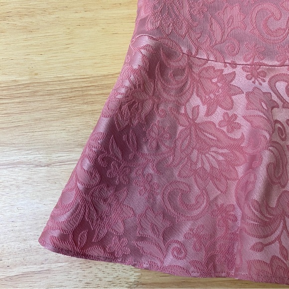 FOREVER NEW Pink Floral Jacquard Flutter Sleeve Frill Hem A-line Dress Size 12 - Picture 9 of 11